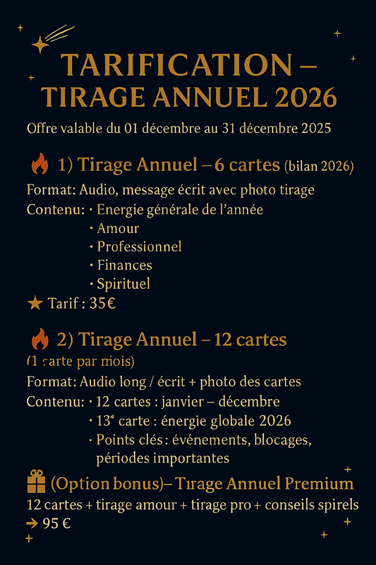 ✨ Tirage Annuel 2026 – 6 cartes (bilan global 2026)✨